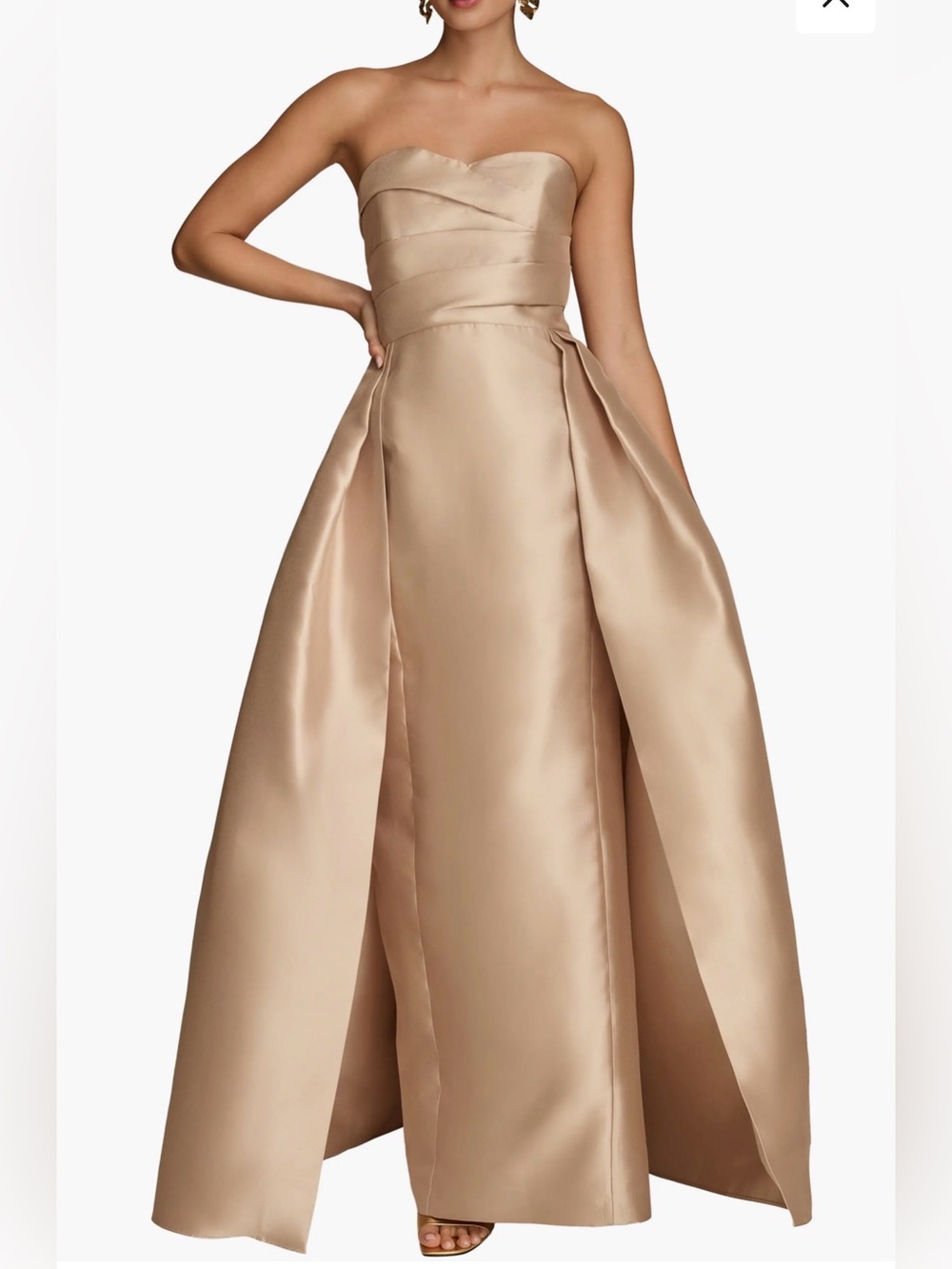 NEW Donna Karan Strapless Satin Ball Gown in Champagne Gold, Size 8